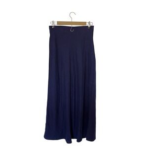 A New Day‎ Navy Blue Satin Maxi Slip Linen Blend Skirt